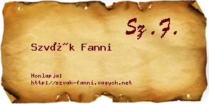 Szvák Fanni névjegykártya